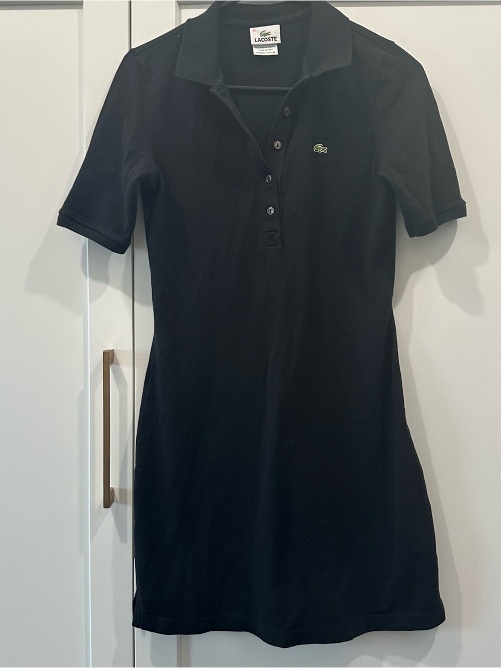 Lacoste Black Polo Shirt Dress with Crocodile Logo